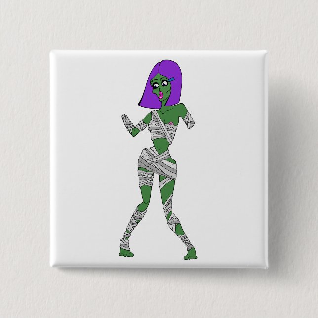 Zombie Girl 15 Cm Square Badge (Front)