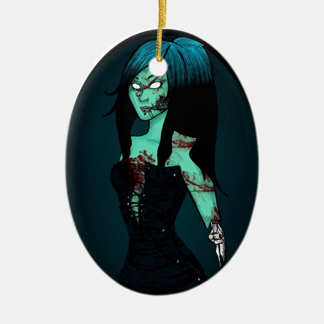 Zombie Girl in Corset Ornament (Front)