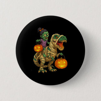 Zombie Girl Riding Mummy T Rex Halloween Kids Tric 6 Cm Round Badge