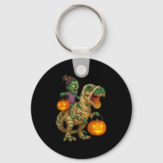 Zombie Girl Riding Mummy T Rex Halloween Kids Tric Key Ring