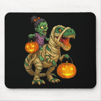 Zombie Girl Riding Mummy T Rex Halloween Kids Tric Mouse Mat