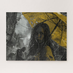 Zombie Girl with Yellow Umbrella Jigsaw Puzzle