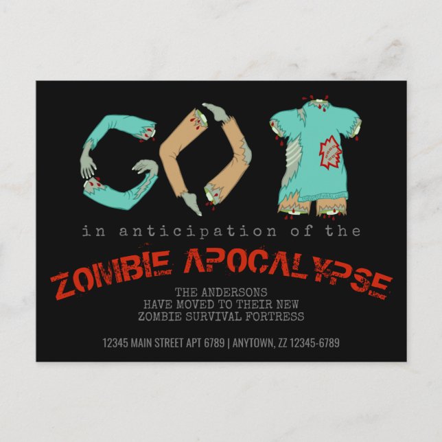 Zombie GO BACK Funny New Home Address Moving Announcement Postcard (Front)