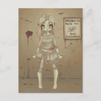 Zombie goth girl cute postcard undead big eye