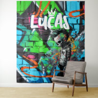 Zombie Graffiti Room Décor Monogram Tapestry