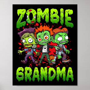 Zombie Grandma Halloween Costume Family Matching Poster