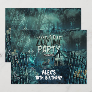 Zombie Graveyard Birthday Party Invitations