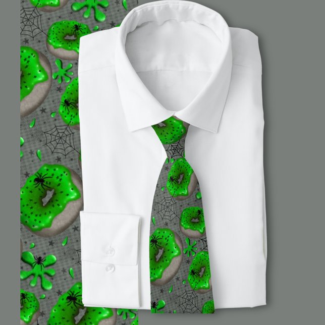 Zombie green slime doughnuts  tie (Zombie green slime donuts for Halloween )