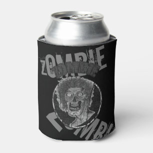 Zombie-Grey/Black Distressed Look Graphic Can Cooler