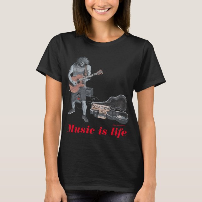 Zombie Guitar Acoustic Musician Fantasy Art Shirts (Front)