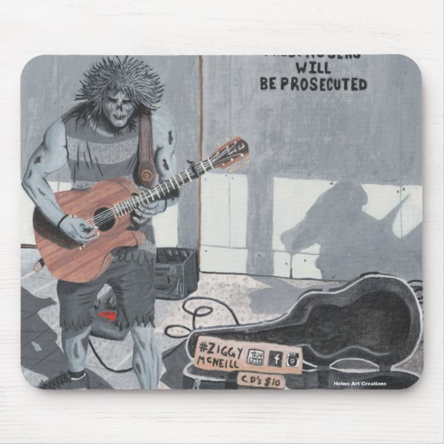 Zombie Guitar Musician Mousepad (Front)