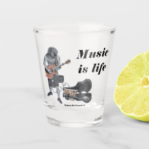 Zombie Guitar Rock Musician Fantasy Art Shot Glass