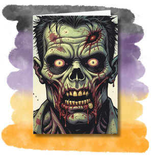 Zombie Halloween   Coloring Page Inside Card