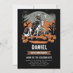 Zombie Halloween Cowboy Birthday Invitation