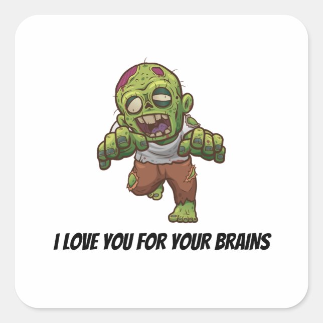 Zombie Halloween Graphic Square Sticker (Front)