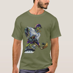 Zombie Halloween Hockey Player Funny Men's T-Shirt