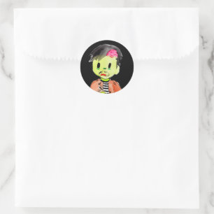 Zombie Halloween kid birthday party sticker