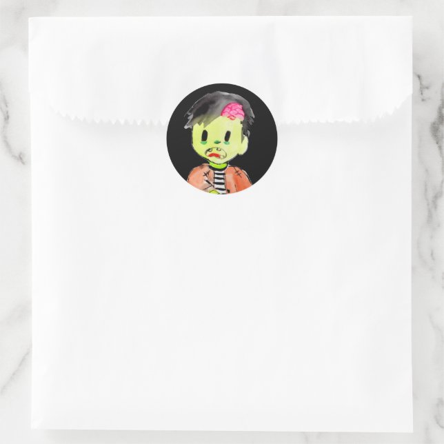 Zombie Halloween kid birthday party sticker (Bag)
