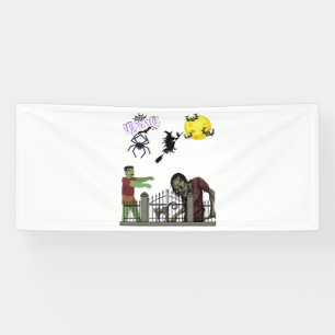 Zombie Halloween Land 2.5x6 Vinyl Banner