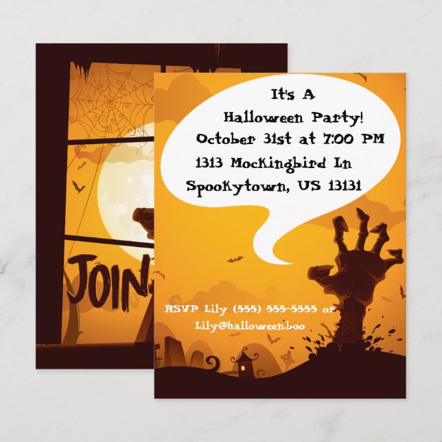 Zombie Halloween Party Invitation (Front/Back)