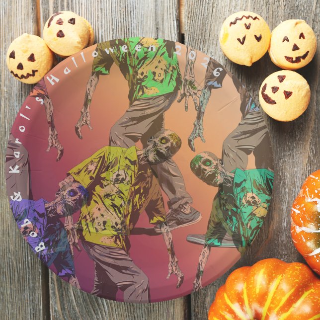 Zombie Halloween Party Paper Plates (Zombie Halloween Party Paper Plates)