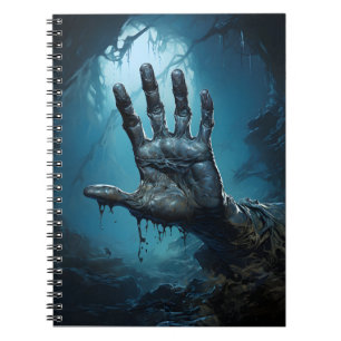 Zombie Hand Coming Out Of Grave Scary Halloween Notebook