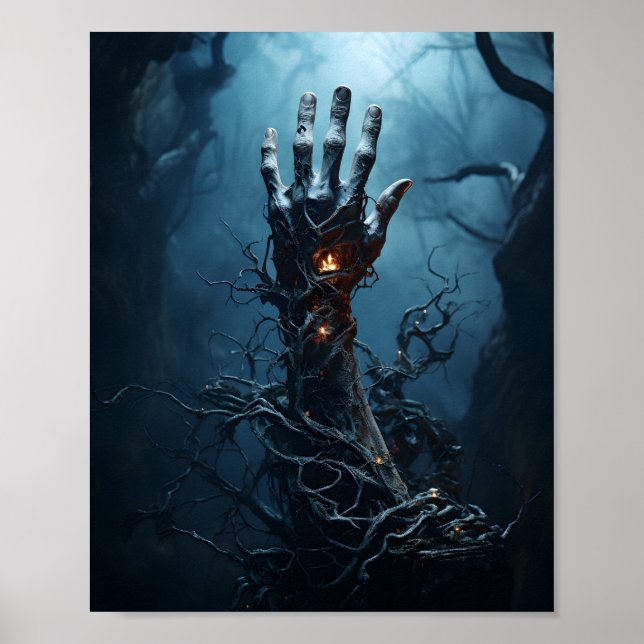 Zombie Hand Coming Out Of Grave Scary Halloween  Poster (Front)