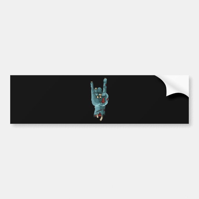 Zombie Hand Funny Halloween Rocker Rock Easy Bumper Sticker (Front)