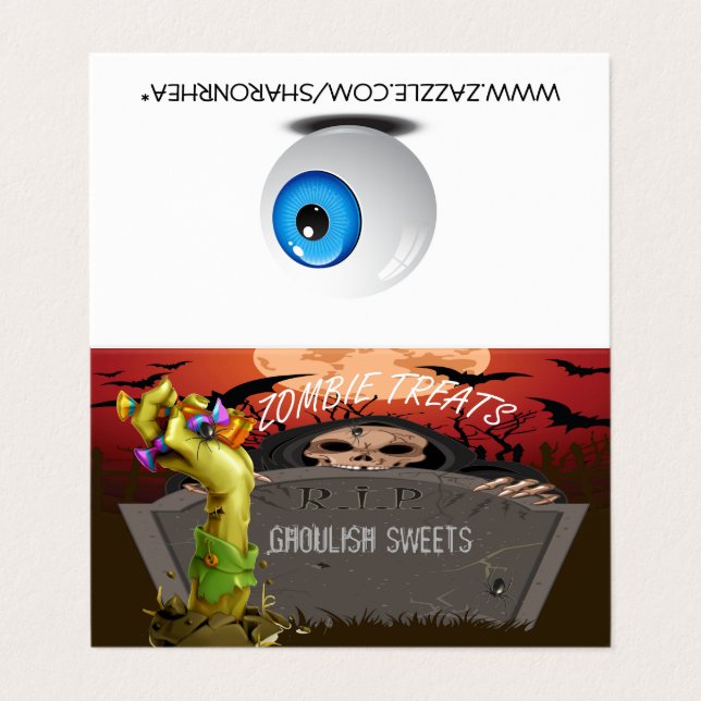 Zombie Hand Made Halloween Tent Fold Business Card (Outside Unfolded)