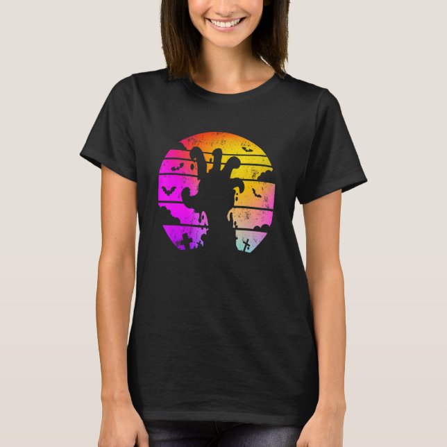 Zombie Hand Scary Colourful Halloween T-Shirt (Front)