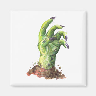 Zombie hand sticking out of the ground magnet