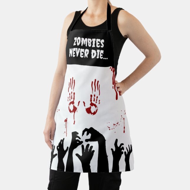 Zombie Hands and Blood Splatter Horror Apron (Insitu)