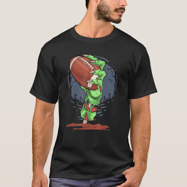 Zombie Hands football Ball  Halloween Horror Scary T-Shirt (Front)