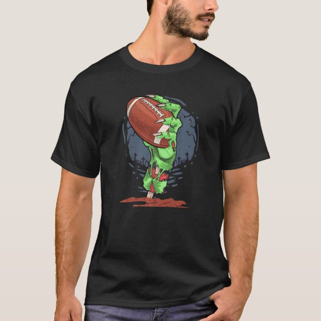 Zombie Hands football Ball  Halloween Horror Scary T-Shirt (Front)