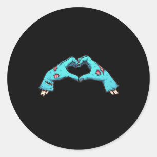 Zombie Hands Heart Halloween Spooky Classic Round Sticker