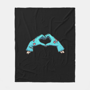 Zombie Hands Heart Halloween Spooky Fleece Blanket