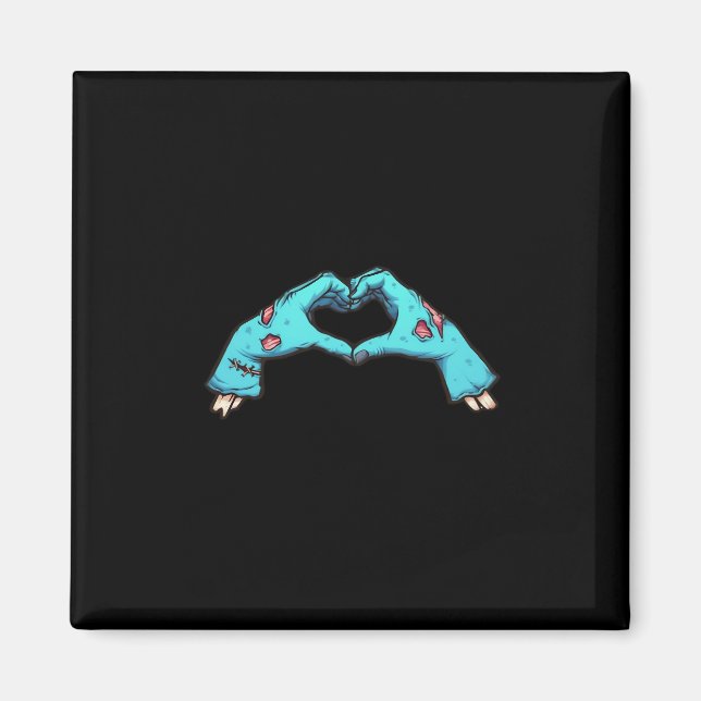 Zombie Hands Heart Halloween Spooky Magnet (Front)