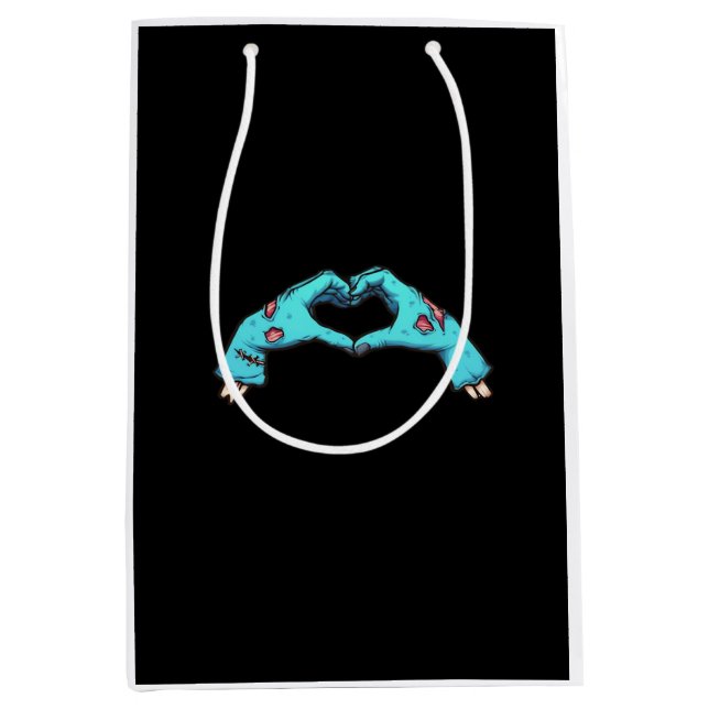 Zombie Hands Heart Halloween Spooky Medium Gift Bag (Front)