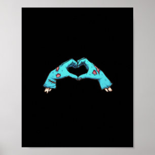 Zombie Hands Heart Halloween Spooky Poster