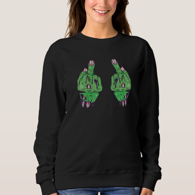 Zombie hands middle finger Premium Sweatshirt (Front)