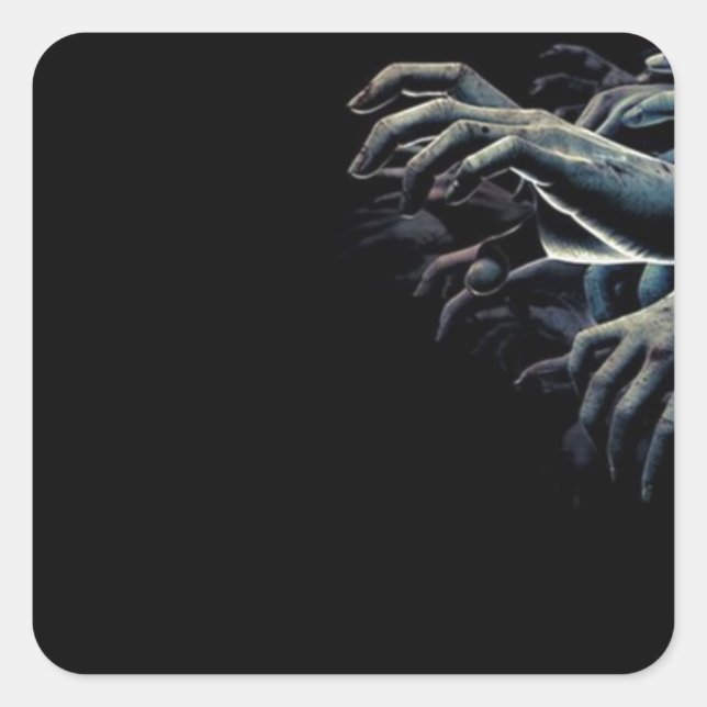 Zombie hands square sticker (Front)