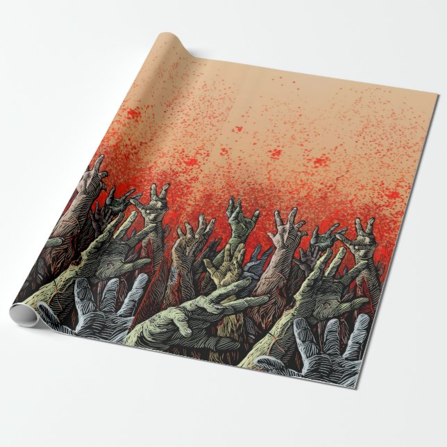 Zombie Hands Wrapping Paper (Unrolled)