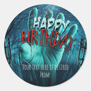 Zombie Happy Birthday Party Classic Round Sticker