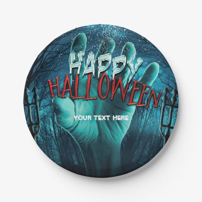 Zombie Happy Halloween Party Paper Plate (Front)