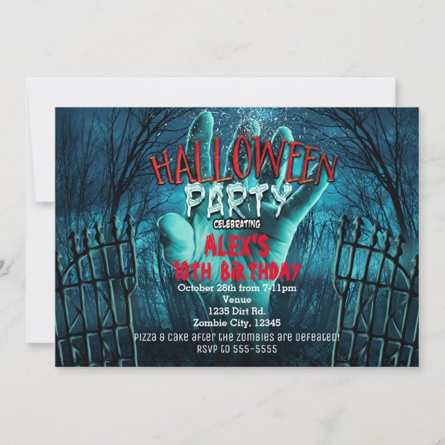 Zombie Haunted Halloween Costume Party Invitations (Front)