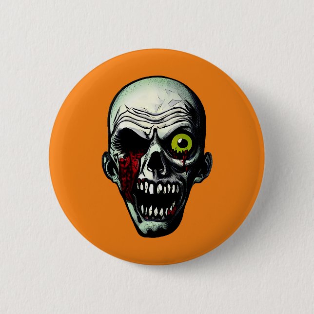 Zombie Head 6 Cm Round Badge (Front)