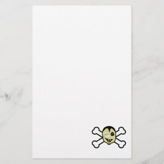 zombie head and crossbones stationery