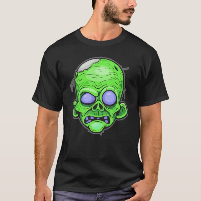 Zombie Head Illustration Art T-Shirt (Front)