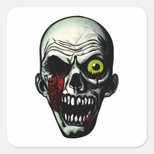 Zombie Head Square Sticker