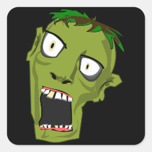 zombie head square sticker